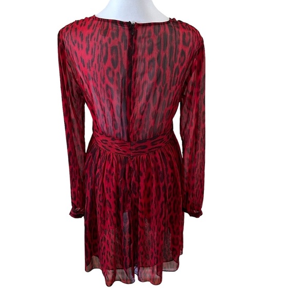 Michael Kors Women’s Long Sleeves V-Neck Dress Red/Black Size 6 - Picture 2 of 12